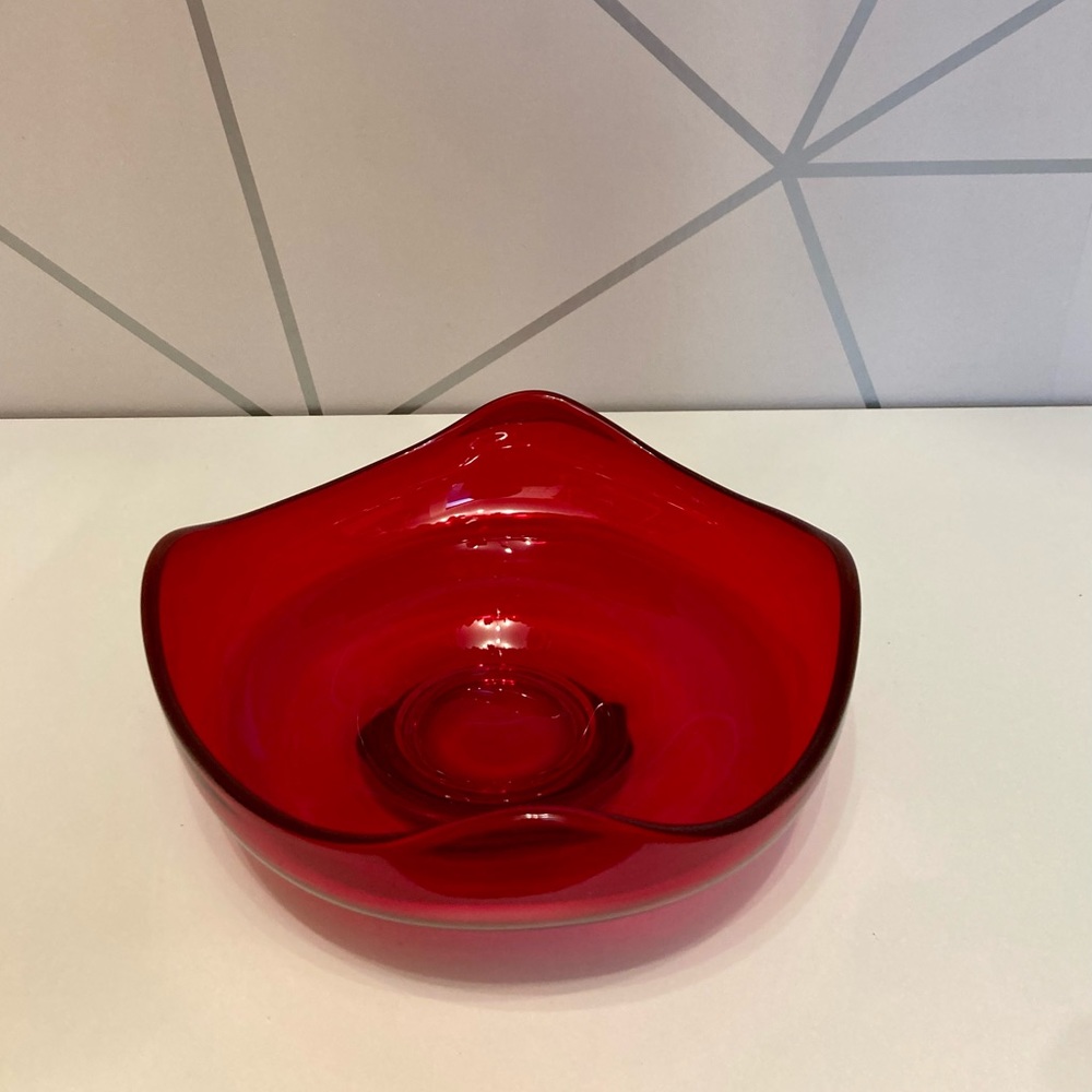 Vintage Viking Glass Candy Dish Bon Bon Bowl Epic #6602 Ruby Red.